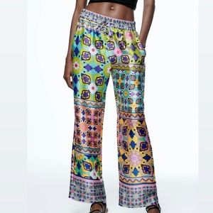 Zara pants pajama style colorful print